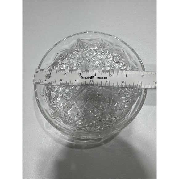 Vintage Glass Divided Dish Button & Daisy Pattern Bowl Multi-Condiment Server - Picture 8 of 12